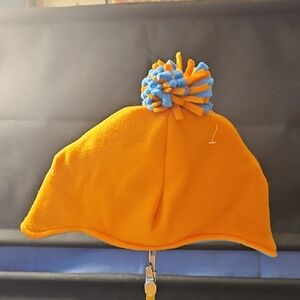 Orange and Blue Kids Pom-Pom Hat